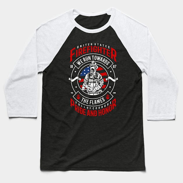 Fire Fighter Baseball T-Shirt by Carlosj1313